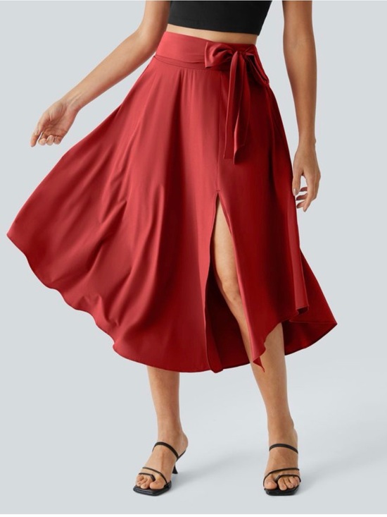HALARA Dresses & Skirts - HALARA Breezeful™ High Waisted Tie Side 2-in-1 Flowy Quick Dry Red Skirt size XL